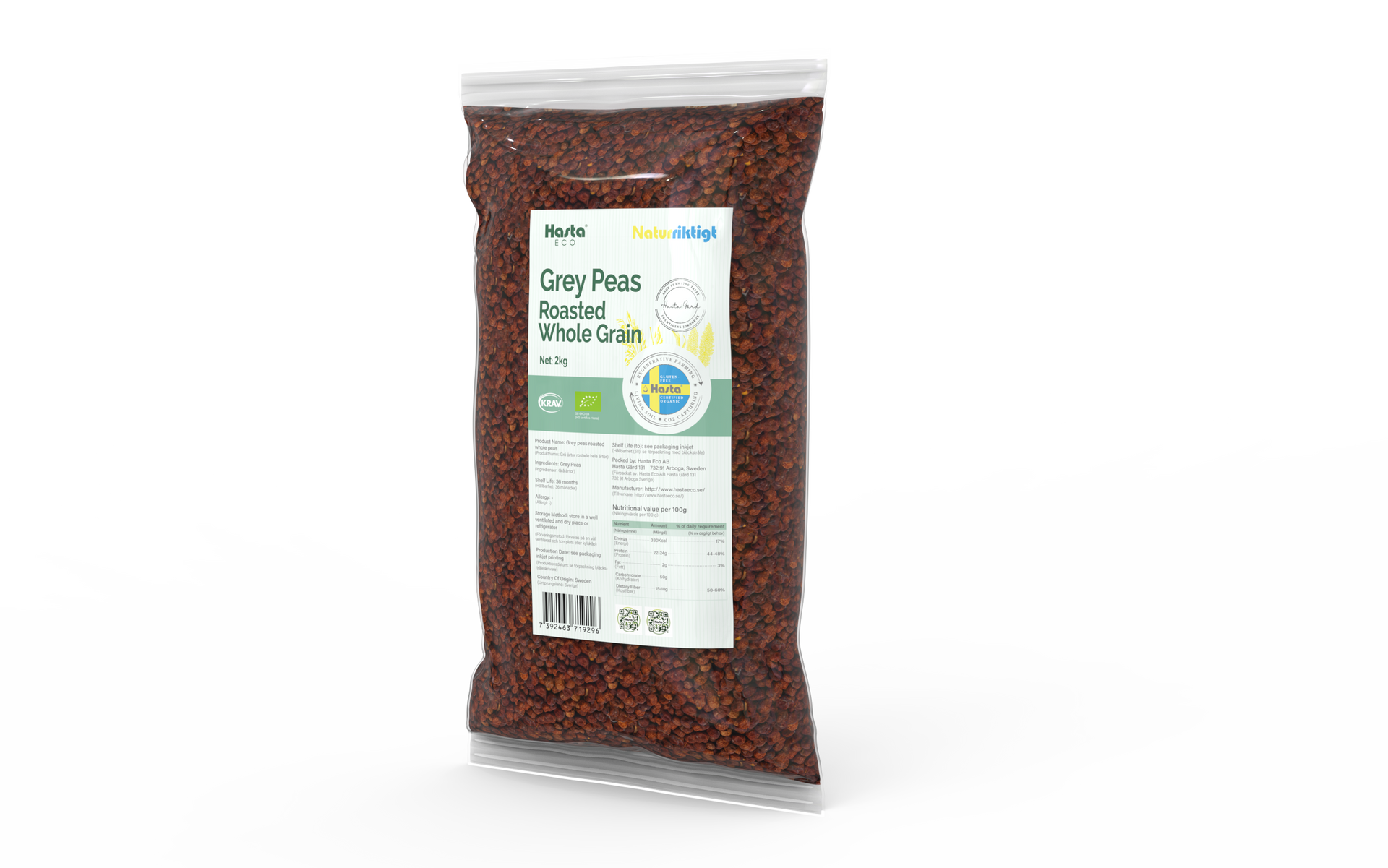 Gråärtor Ångade & Rostade Helkorn 2kg